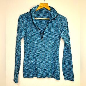 Columbia Blue Patterned Half Zip pullover Women's Top Size M